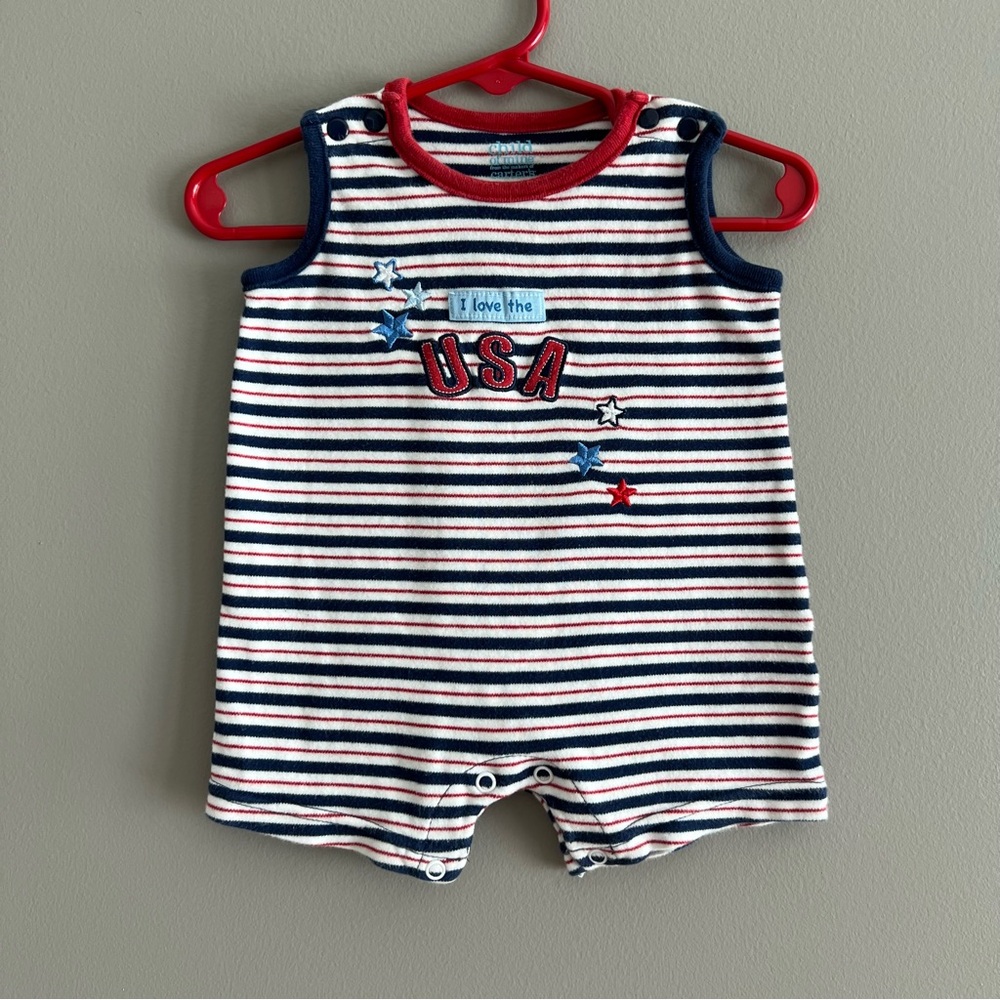 Striped USA Baby Romper Size 0-3 Months